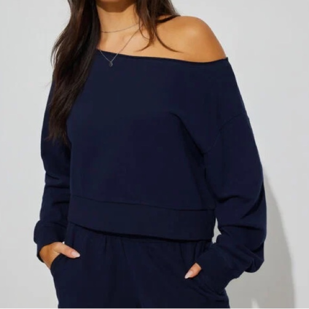 Garage Soft Terry Off Shoulder Sweatshirt